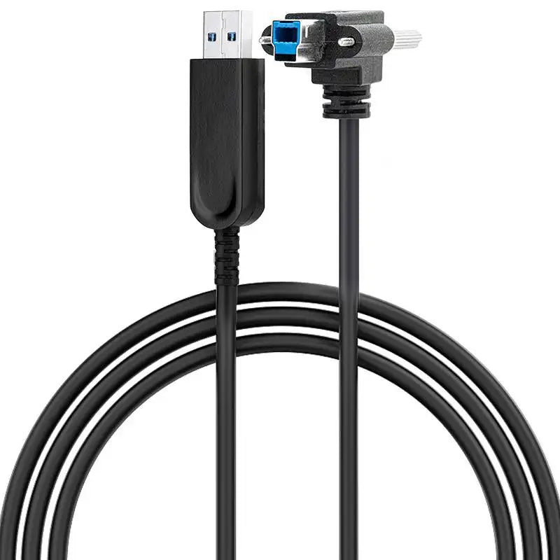 90° USB3.2 Gen 1 AM to BM Active Optical Cable With Screw – 10m (Backward Compatible USB 2.0&1.1)