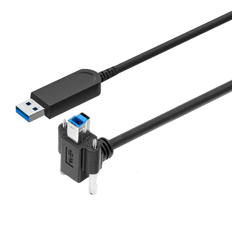 90° USB3.2 Gen 1 AM to BM Active Optical Cable With Screw – 10m (Backward Compatible USB 2.0&1.1)