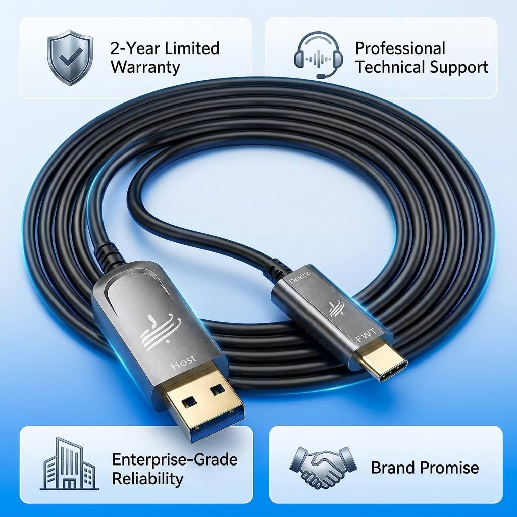 USB A to USB C Fiber Optic Cable