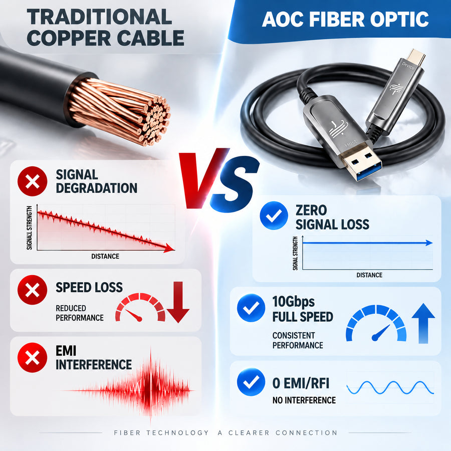 USB A to USB C Fiber Optic Cable