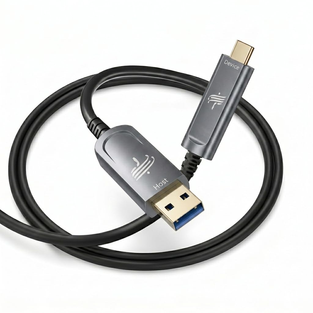 USB A to USB C Fiber Optic Cable